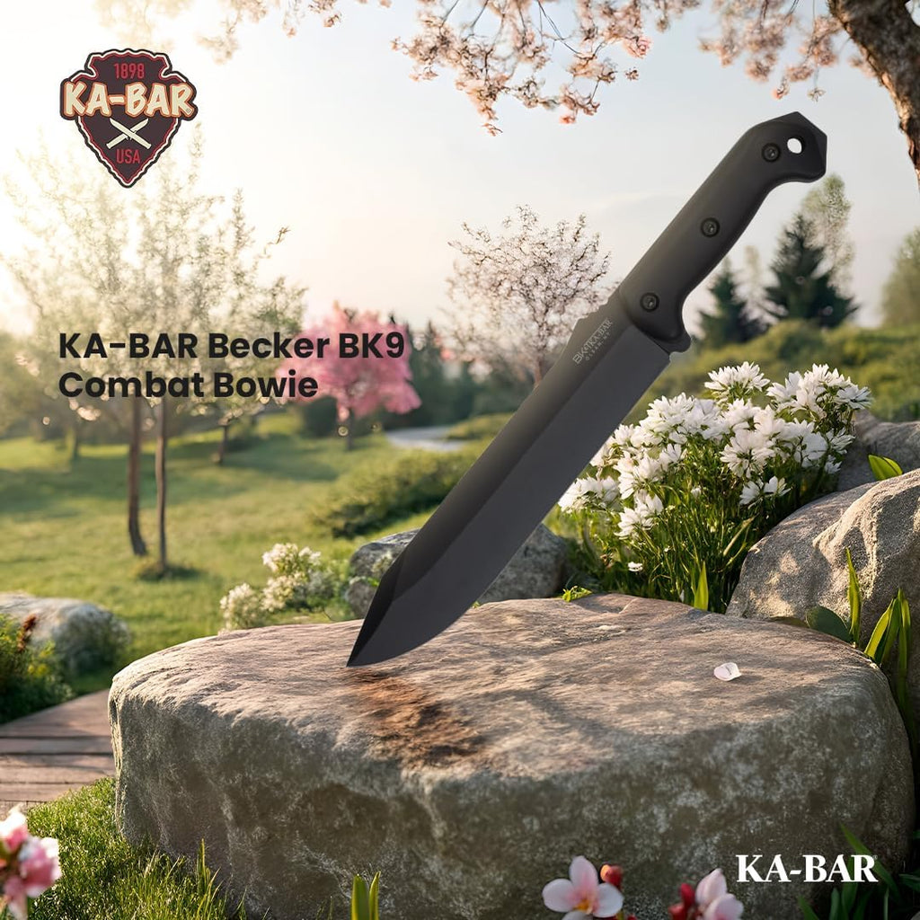 Ka-Bar Becker BK9 Combat Bowie Fixed Blade Knife, Black