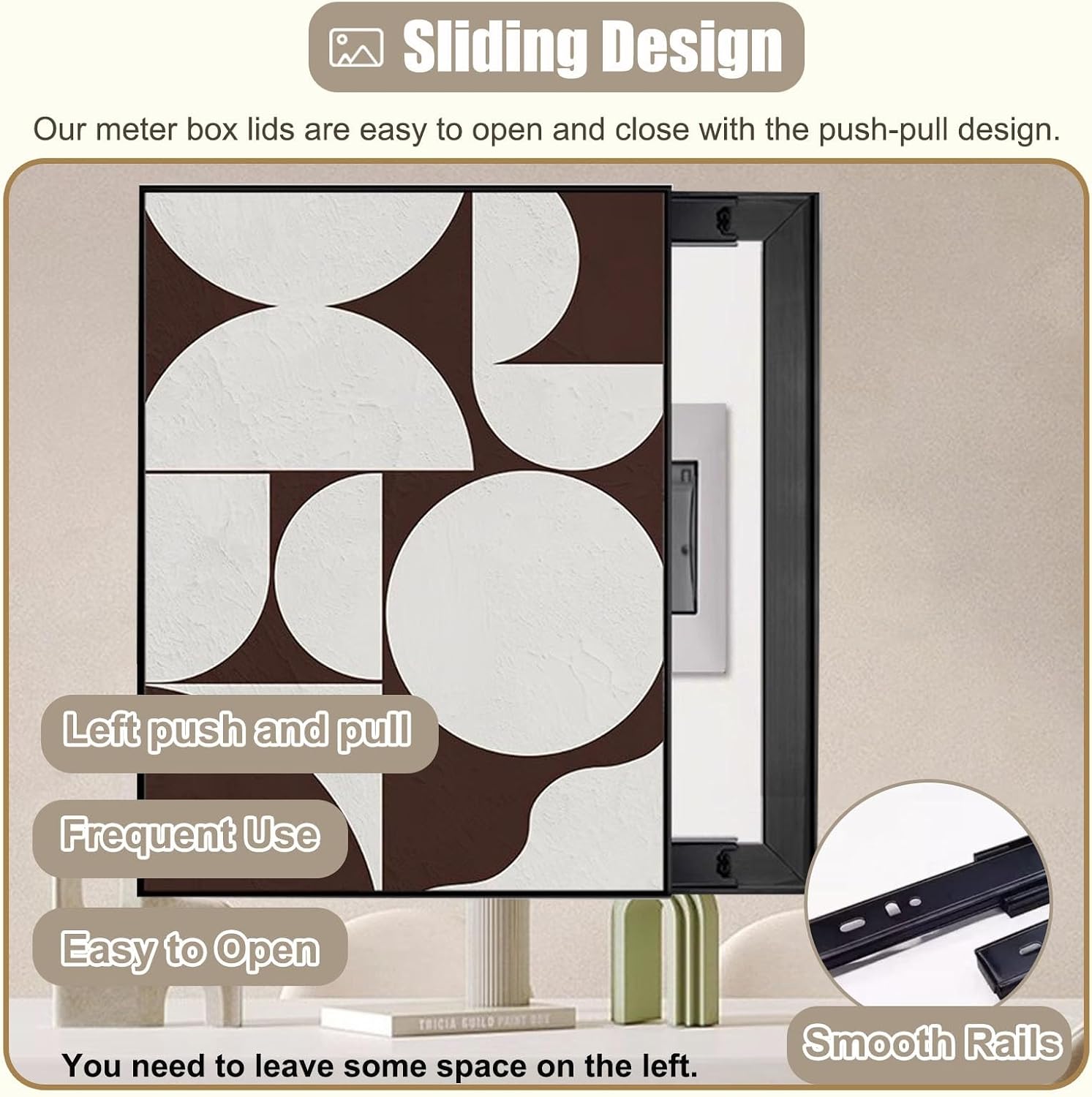Wall Breaker Box Cover Art Tan, Decorative Electrical Panel Cover for Hide Fuse Box/Meter Box, Indoor Fuse Box Cover for Home/Kitchen(F,50x60cm(19 3/4x23 5/8in))