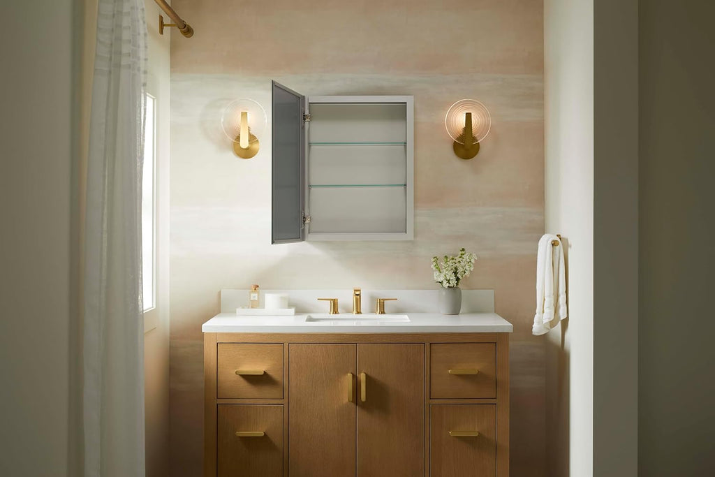 Kohler 55061-NA Embark Slim Medicine Cabinet Mirror, Adjustable Shelves with Mirrored Door, 15 in. W x 26 in. H