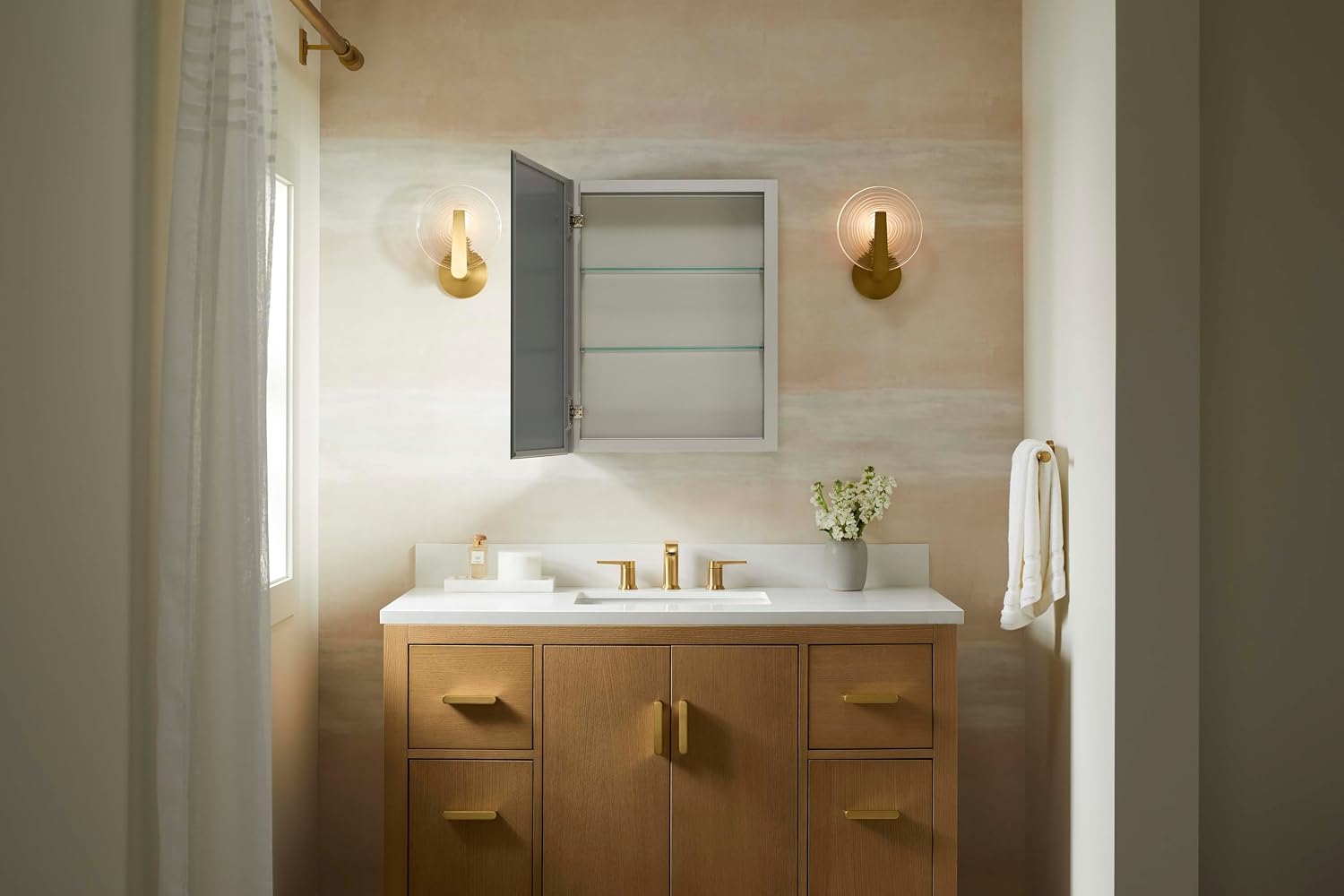 Kohler 55061-NA Embark Slim Medicine Cabinet Mirror, Adjustable Shelves with Mirrored Door, 15 in. W x 26 in. H