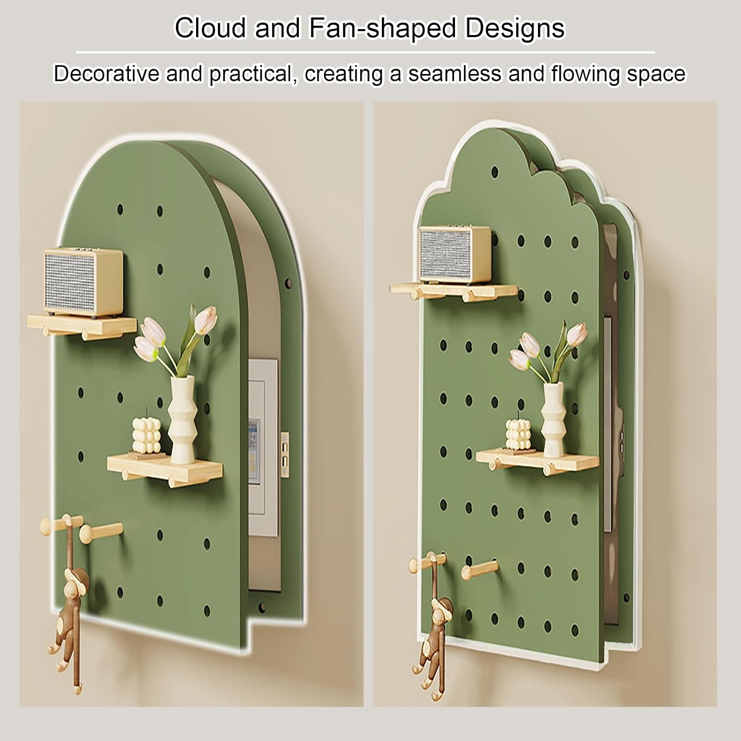 Decorative Fuse Breaker Box Cover, Wooden Electrical Panel Cover, Hide Electric Meter Box Decorative Painting, for Hotel, Kitchen and Bedroom(Green 2,40 * 65cm/15.7 * 25.6in)