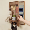 Electrical Panel Cover Decorative Wall Mounted Breaker Box Cover Wood Hidden Fuse Box Covers with Shelf Hooks, Left-Opening Flip Cover Meter Box for Home(50X40cm/19.7x15.7in(LxH))