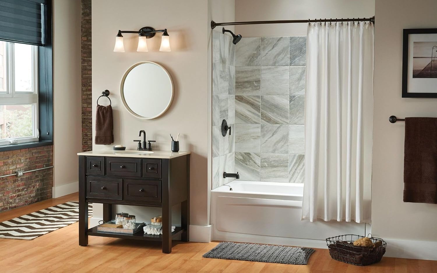 Moen YB2863ORB Eva 3-Light Dual-Mount Bath Bathroom Vanity Fixture with Frosted Glass, Oil Rubbed Bronze