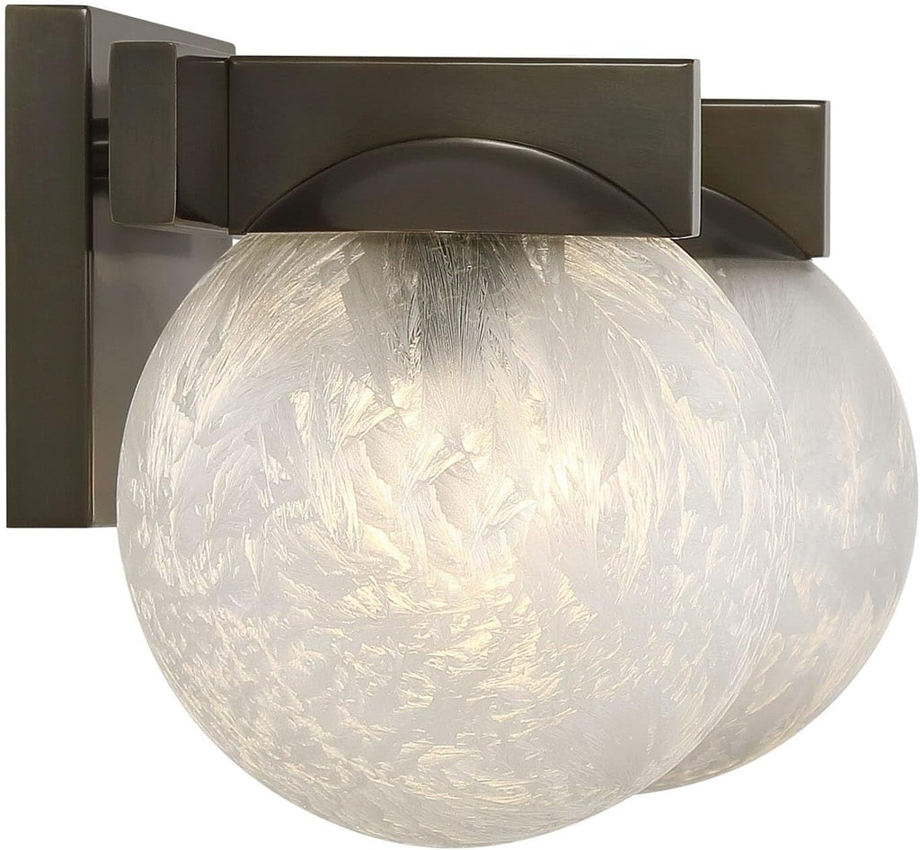 Savoy House 8-1017-2-15 Darien Contemporary Ice Glass Bathroom Vanity Wall Light, 2-Light 120 Total Watts, 7' H x 17' W, Mediterranean Bronze