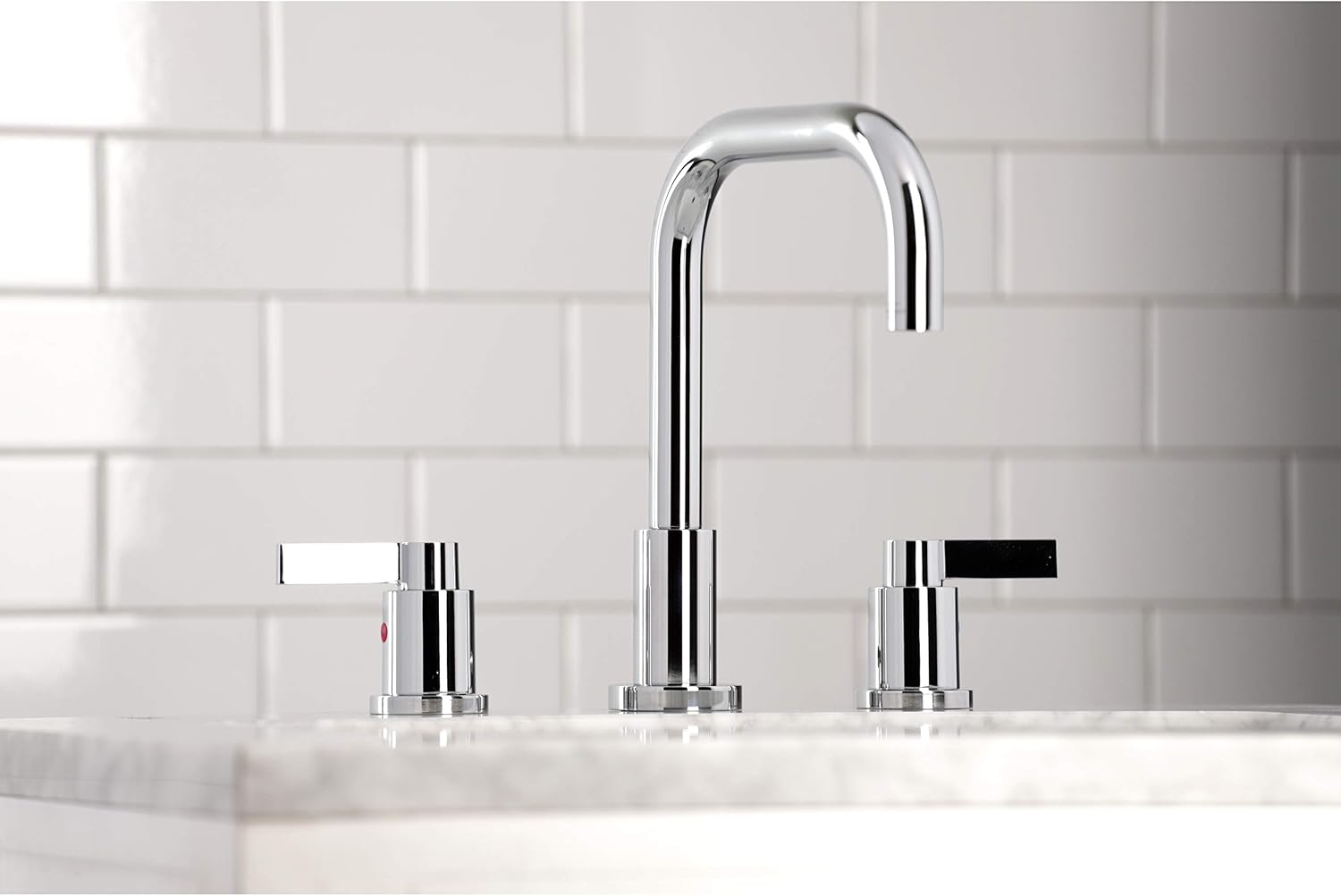 Kingston Brass FSC8931NDL NuvoFusion Widespread Bathroom Faucet with Pop-Up Drain, Polished Chrome