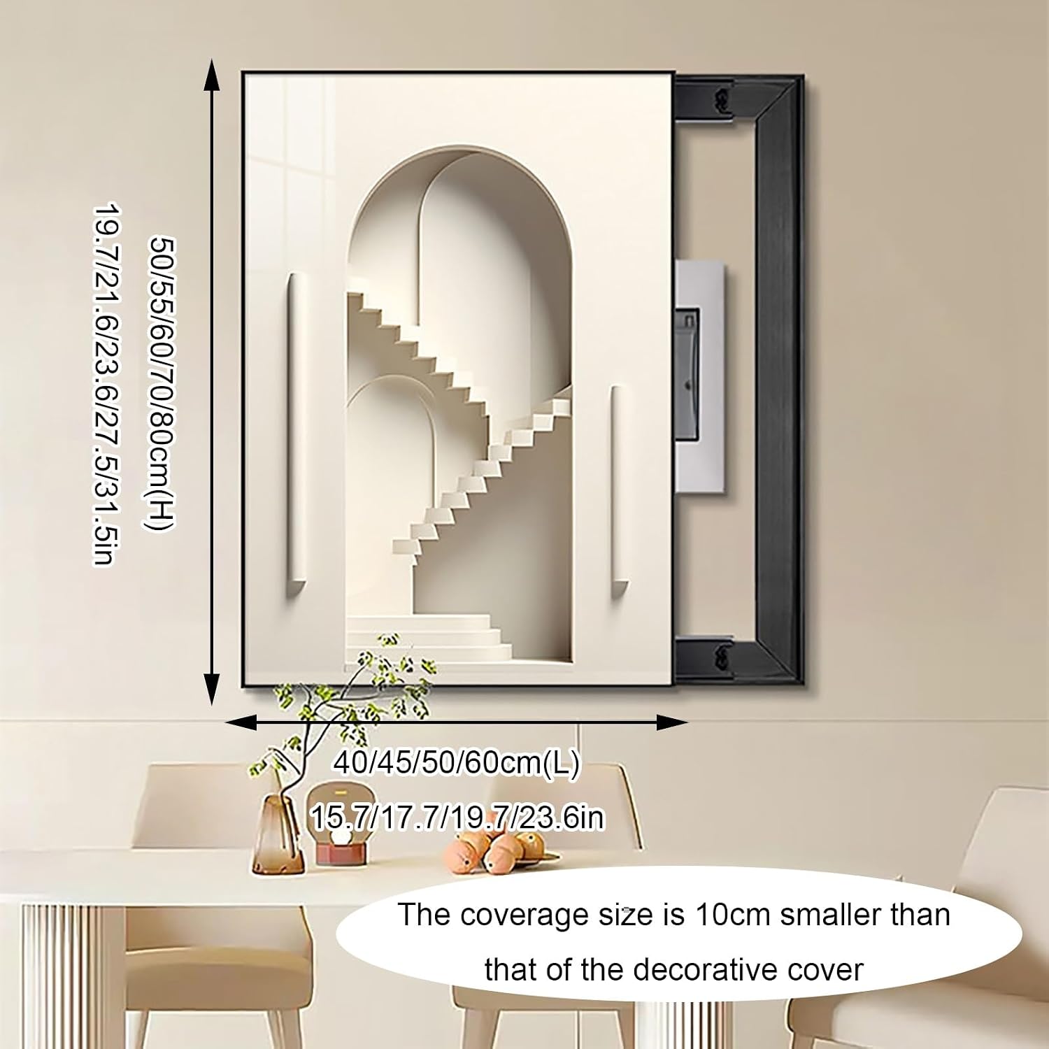 Breaker Box Cover Decorative, Hiding Electrical Panel Cover, Meter Box Protective Lid, Easy to Clean, Multiple Sizes and Styles, Easy Installation(White 3,45 * 55cm/17.7 * 21.6in)