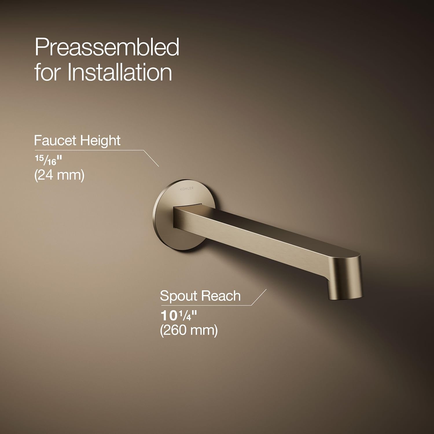 KOHLER Components Wall-Mount Bathroom Sink Faucet Spout With Row Design 1.2 GPM