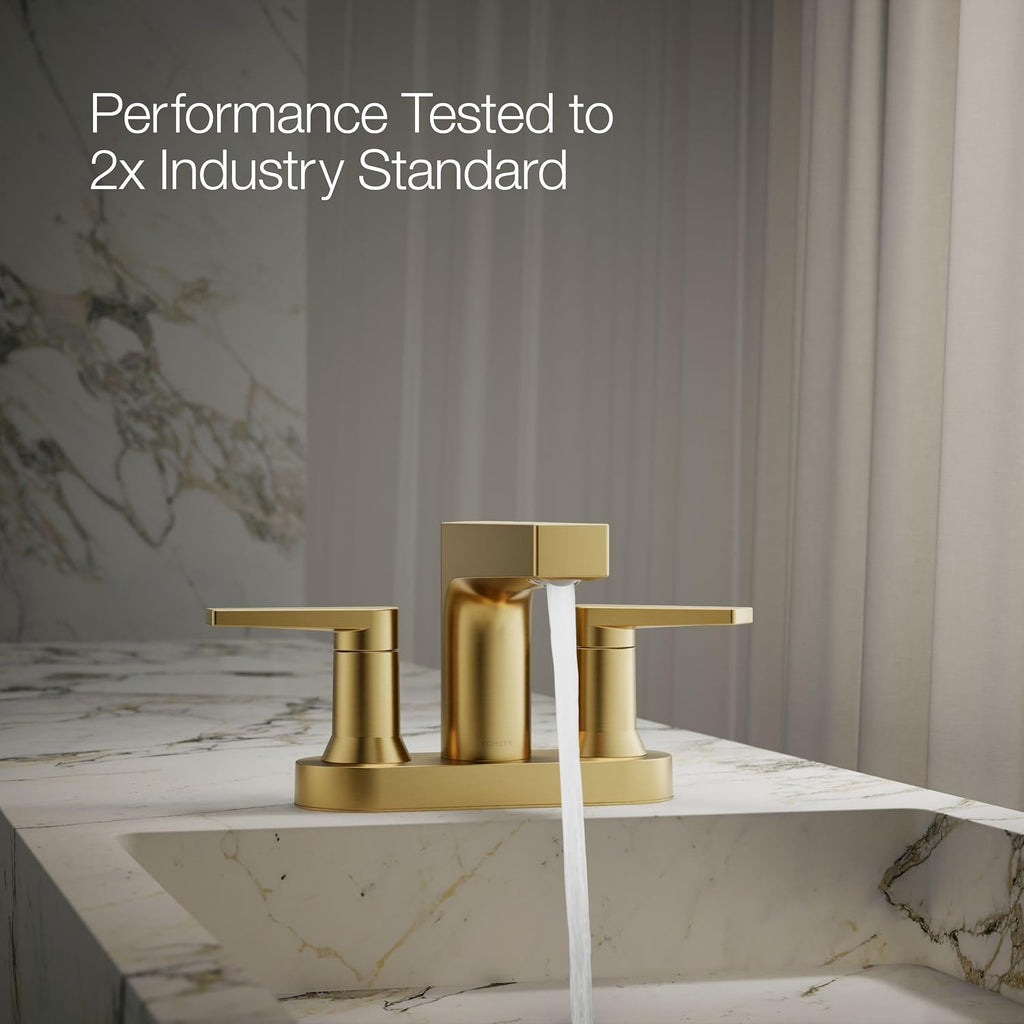 KOHLER K-97031-4-2MB Taut Centerset Bathroom Sink Faucet, 1.2 GPM, Two-Handle Faucet, Minimalist Design, Corrosion Resistant, Vibrant Brushed Moderne Brass