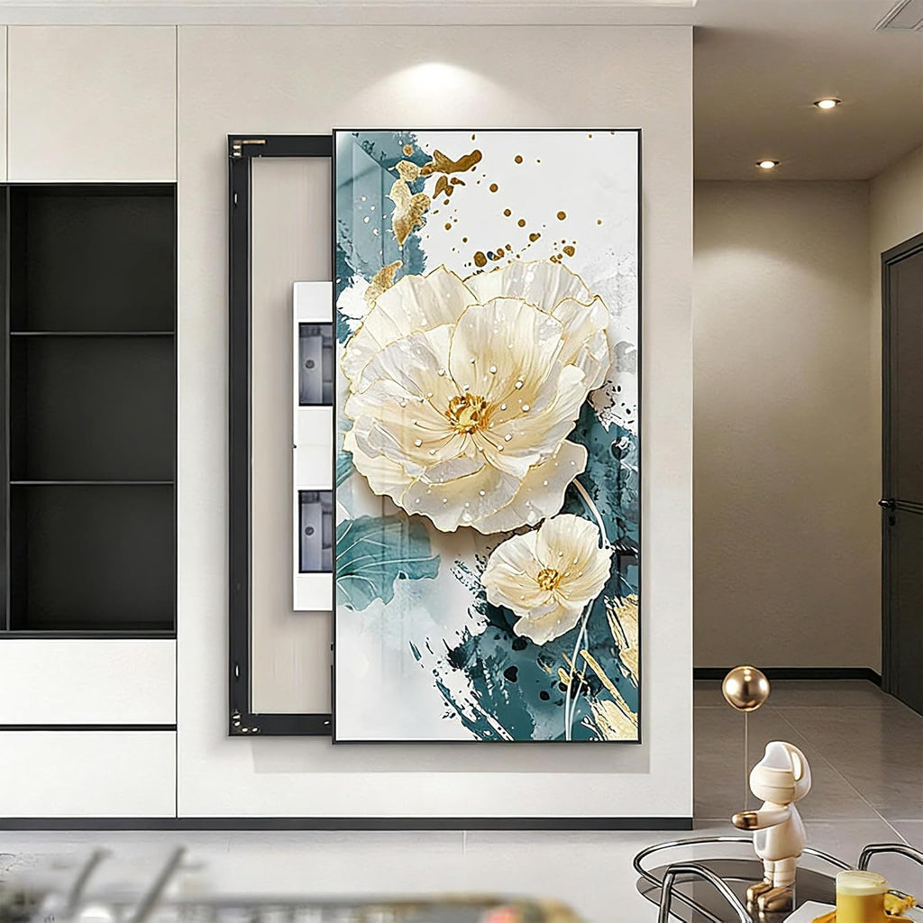 JHDXL Electric Meter Box Decorative Painting, Fuse Box Cover Cabinet, Crystal Porcelain Painting, Abstract Art Graphic Design, for Home Room Wall Decoration(Black1,140 * 70cm/55.12 * 27.6in)