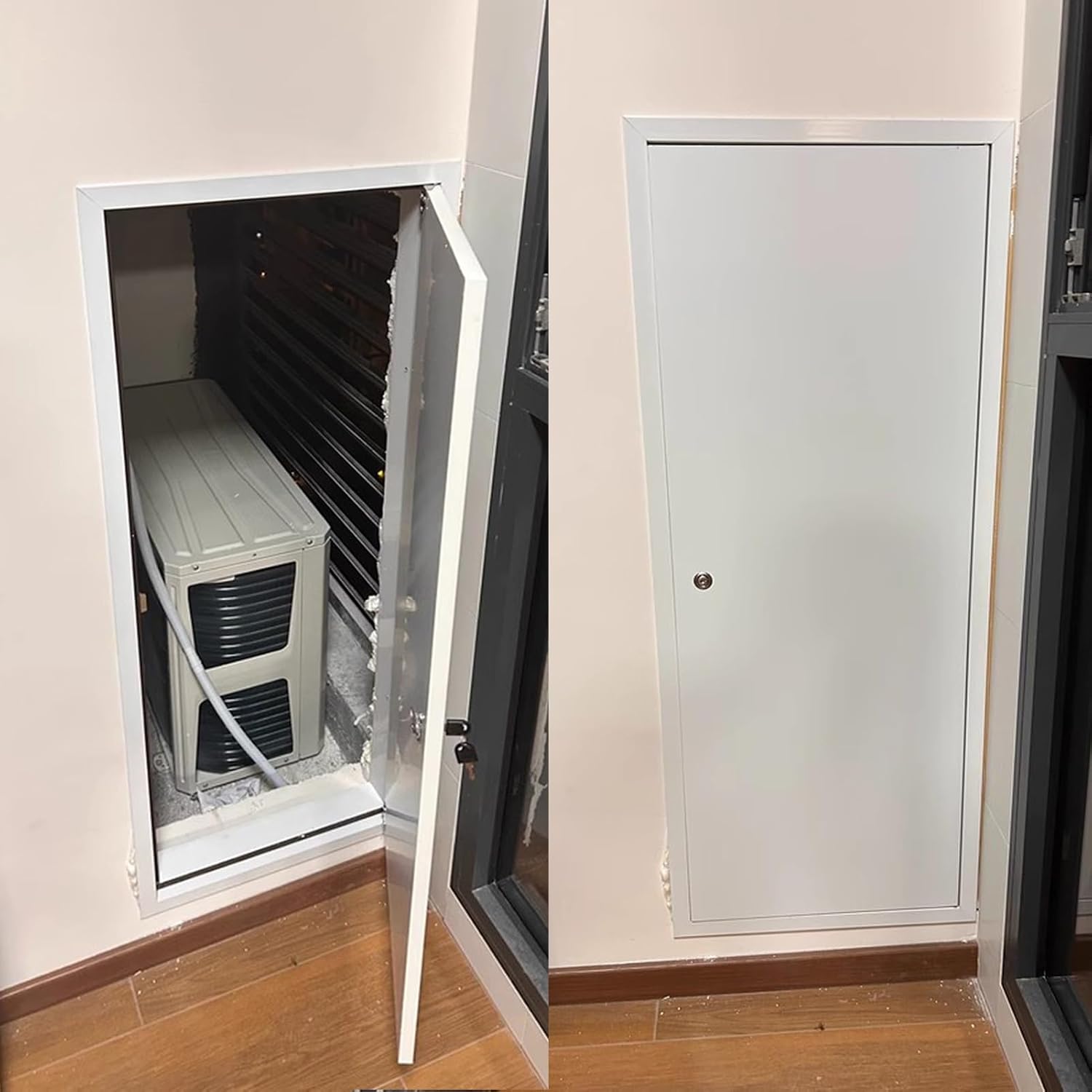 White Aluminum Access Door Lockable, Electric Power Cord Hatch Access Panel, 16x16 20x30 24x24 24x32 24x36 30x30 in Large Drywall Access Panel with Key(30x34in)