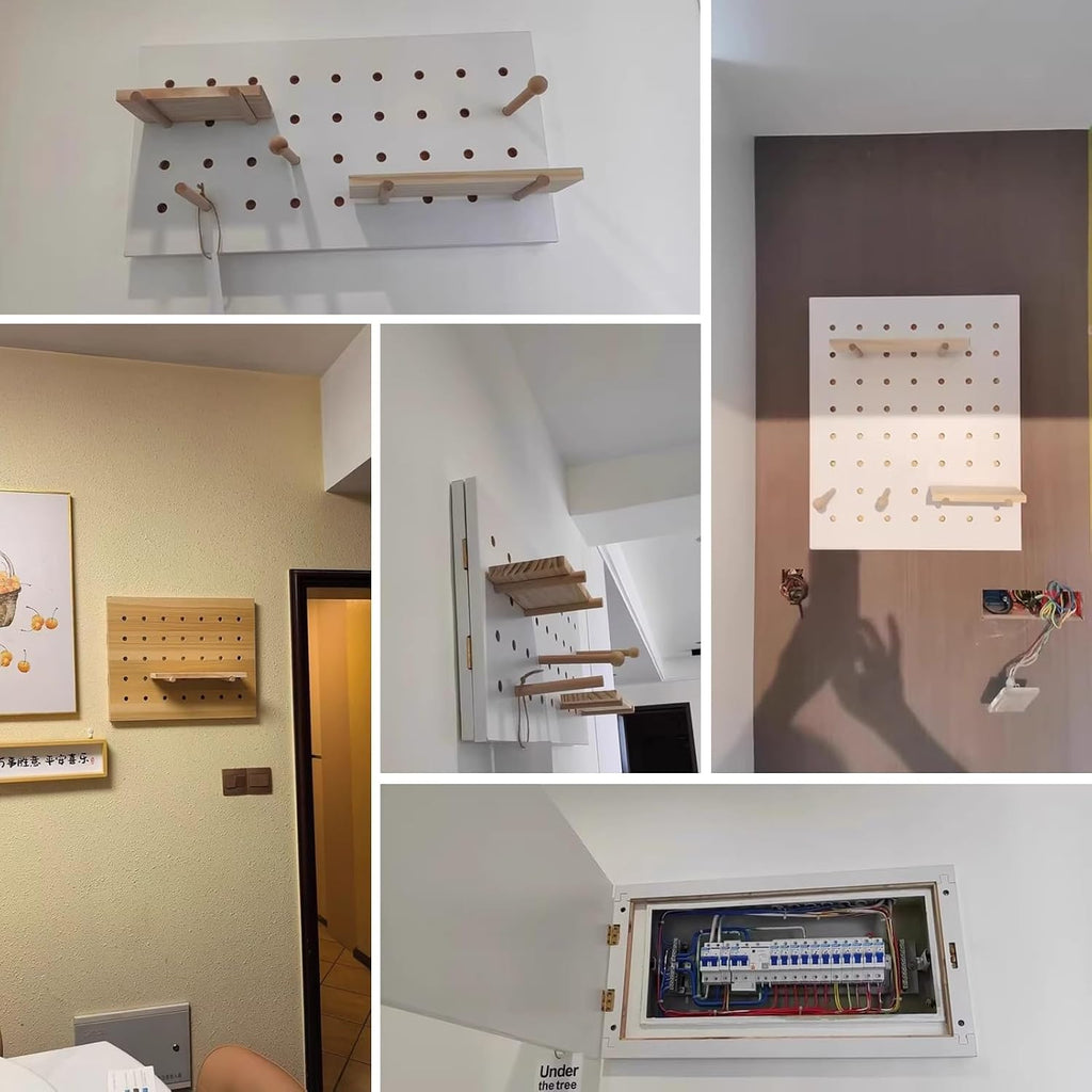 Electrical Panel Cover Electric Panel Cover with Shelf & Hook, Multifunctional Circuit Breaker Box Cover Decorative, Distribution Box Lid for Entrance Corridor(Brown,40 x 50 cm (15 3/4' x 19 3/4'))
