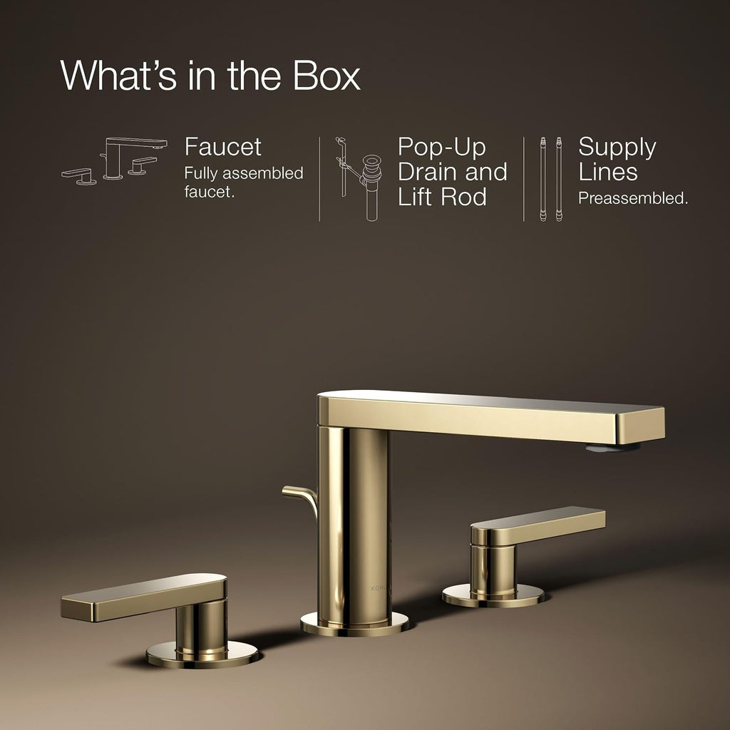 Kohler 73060-4-AF Composed® Widespread Bathroom Sink Faucet with Lever Handles, 1.2 gpm, Vibrant French Gold