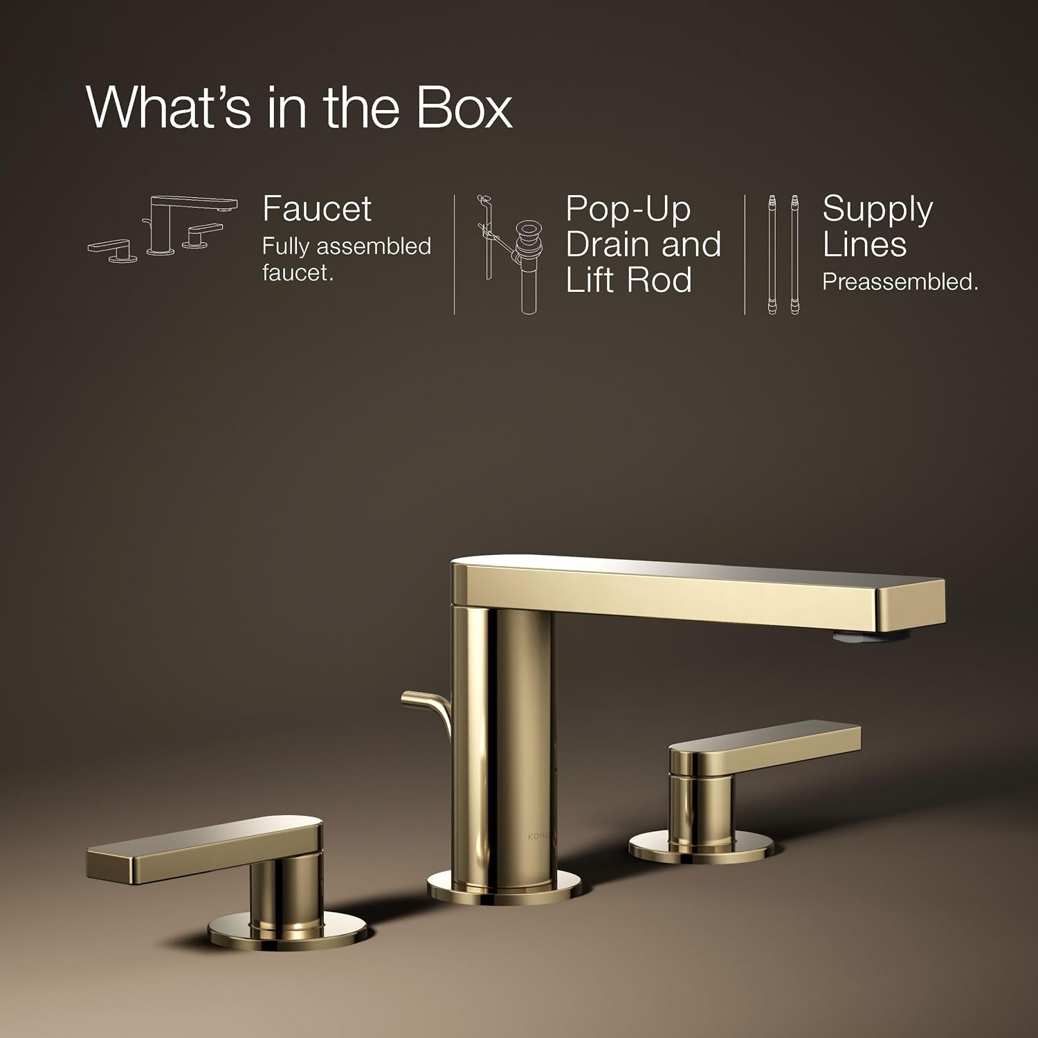 Kohler 73060-4-AF Composed® Widespread Bathroom Sink Faucet with Lever Handles, 1.2 gpm, Vibrant French Gold