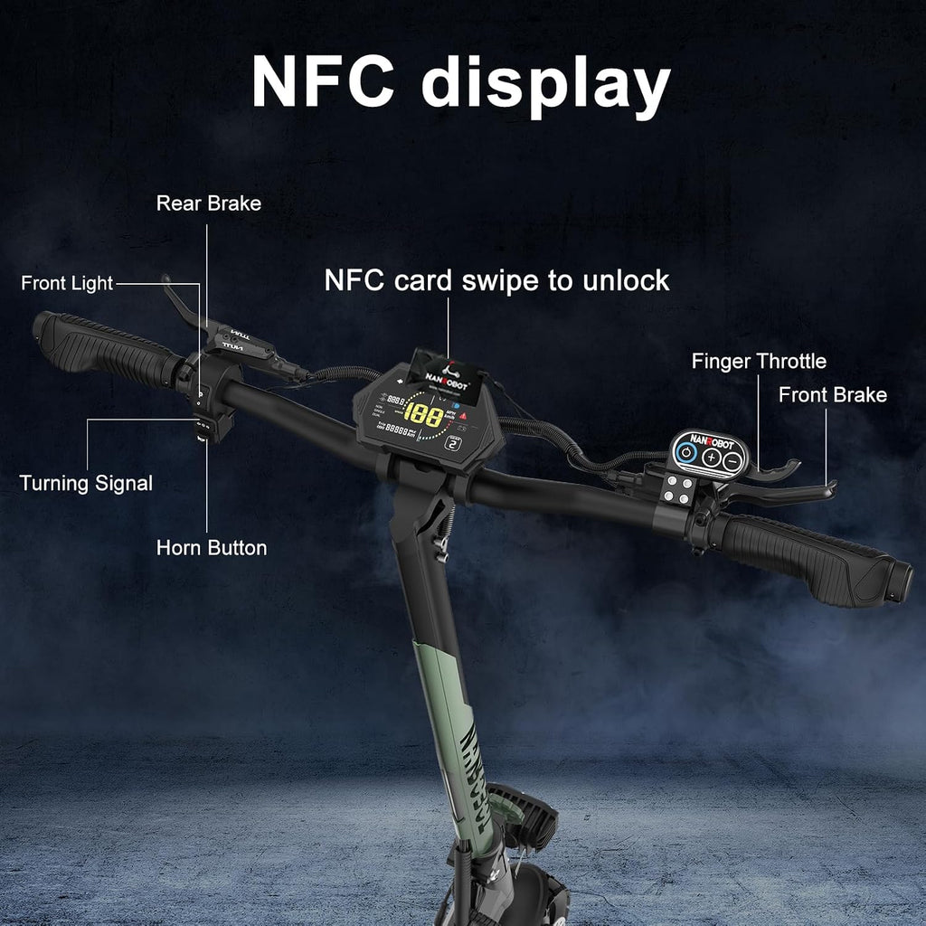 NANROBOT D6+ Lightning H1 Electric Scooter Adults 3000W Dual Motors 45 MPH Top Speed 75/40/18 Miles Long Range Fast Electric Scooter 10' Off-Road Tires E Scooter Foldable Commuter Sport Scooters