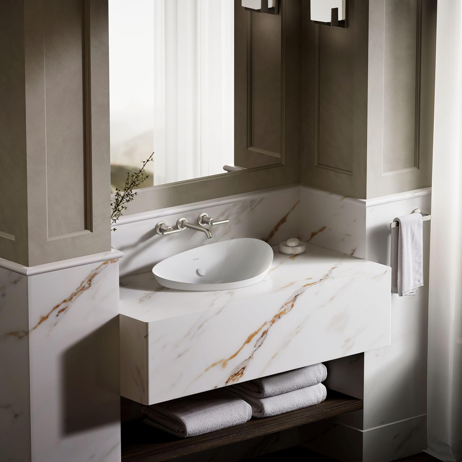 Kohler 20704-0 Veil™ 21' oval vessel bathroom sink, White