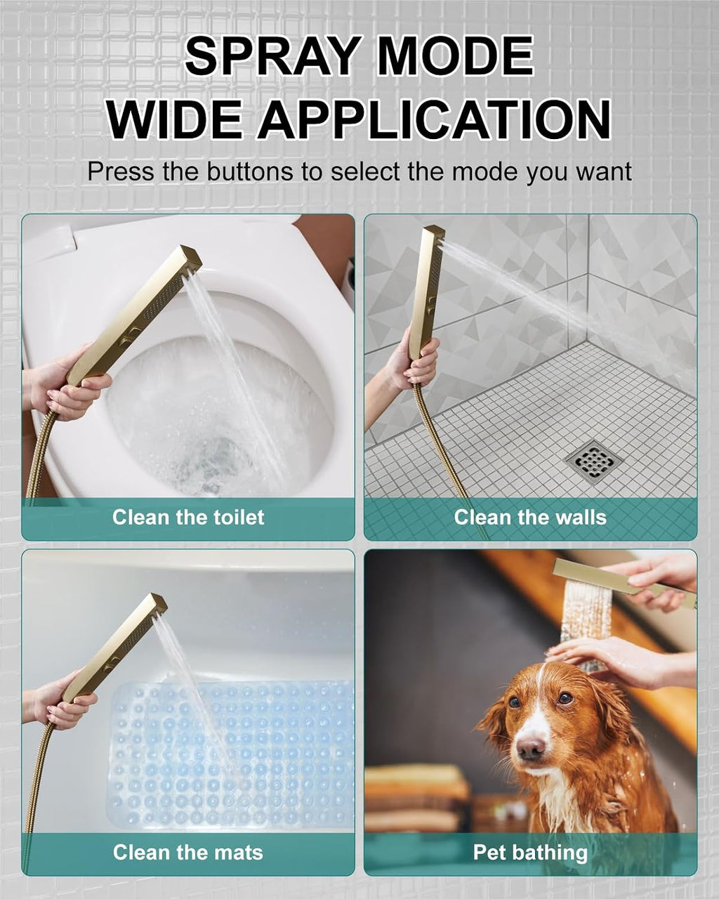 Shower Faucet Set Rainfall Shower System with Square Showerhead and Handle Set Fixture with 2 in 1 Function Handheld Sprayer Wall Mounted Trim Repair Kit Rough-in Valve 10 Inch Brushed Gold