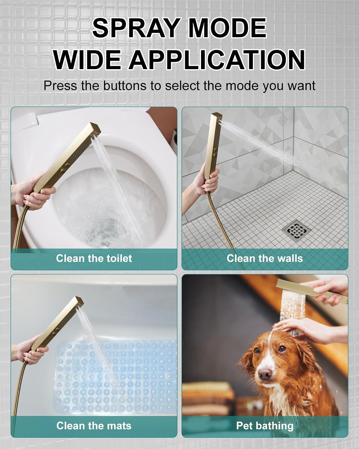 Shower Faucet Set Rainfall Shower System with Square Showerhead and Handle Set Fixture with 2 in 1 Function Handheld Sprayer Wall Mounted Trim Repair Kit Rough-in Valve 10 Inch Brushed Gold