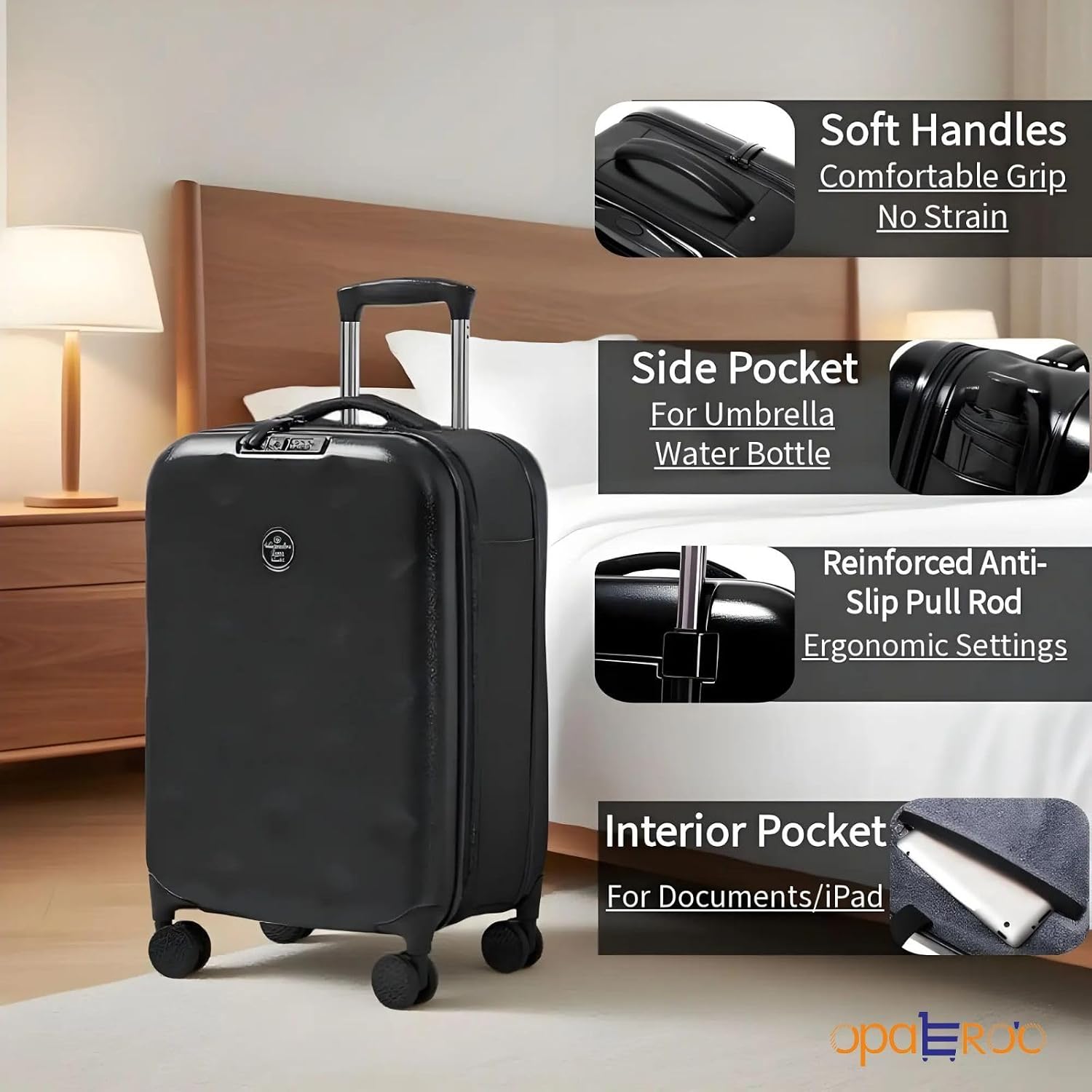 Carry On Luggage Expandable Foldable Lightweight Suitcase With 360 Silent Spinner Wheels Secure Lock Black Travel Bag Save Space L