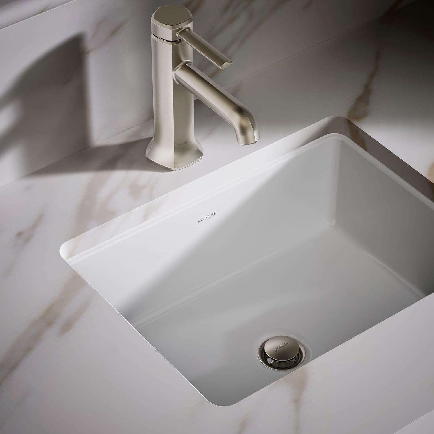 KOHLER Verticyl 17' Undermount Bathroom Vanity Sink With Overflow Drain, Undermount Bathroom Sink, White