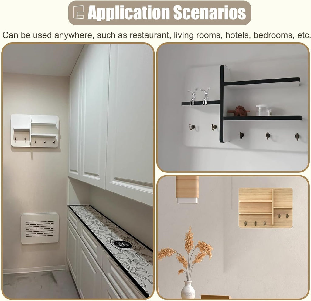 Wooden Breaker Box Cover with Shelves & Hooks, Multifunctional Indoor Fuse Box Cover for Decorative Wall, Left Sliding Meter Box Cover Farmhouse(Style/E,55x45cm(21 5/8x17 3/4'))