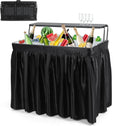Nice C 4 ft Folding Ice Cooler Table, Party Cooler, Grazing Table with Drain, Bar Cooler Tables, with Matching Skirt, Storage Shelf (Black)