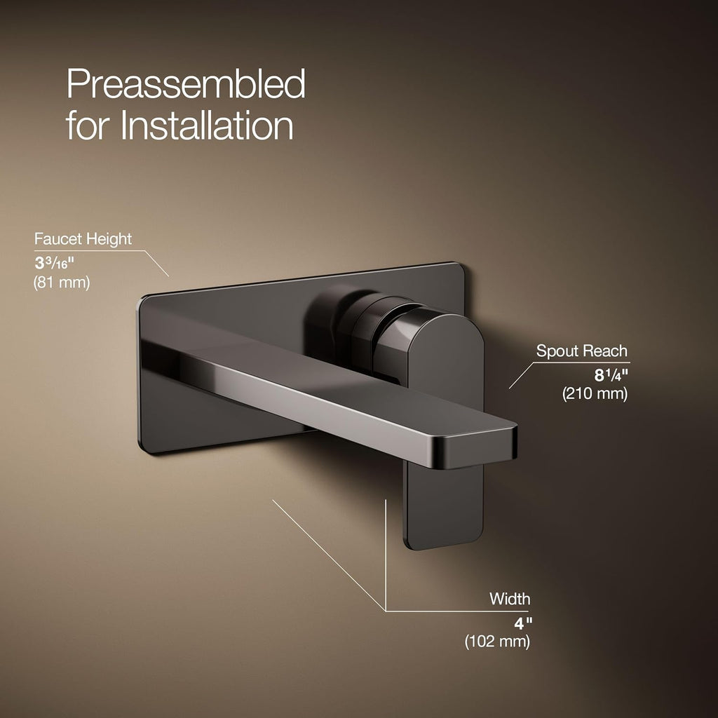Kohler 22567-4-TT Parallel® Wall-Mount Single-Handle Bathroom Sink Faucet, 1.2 gpm, Vibrant Titanium