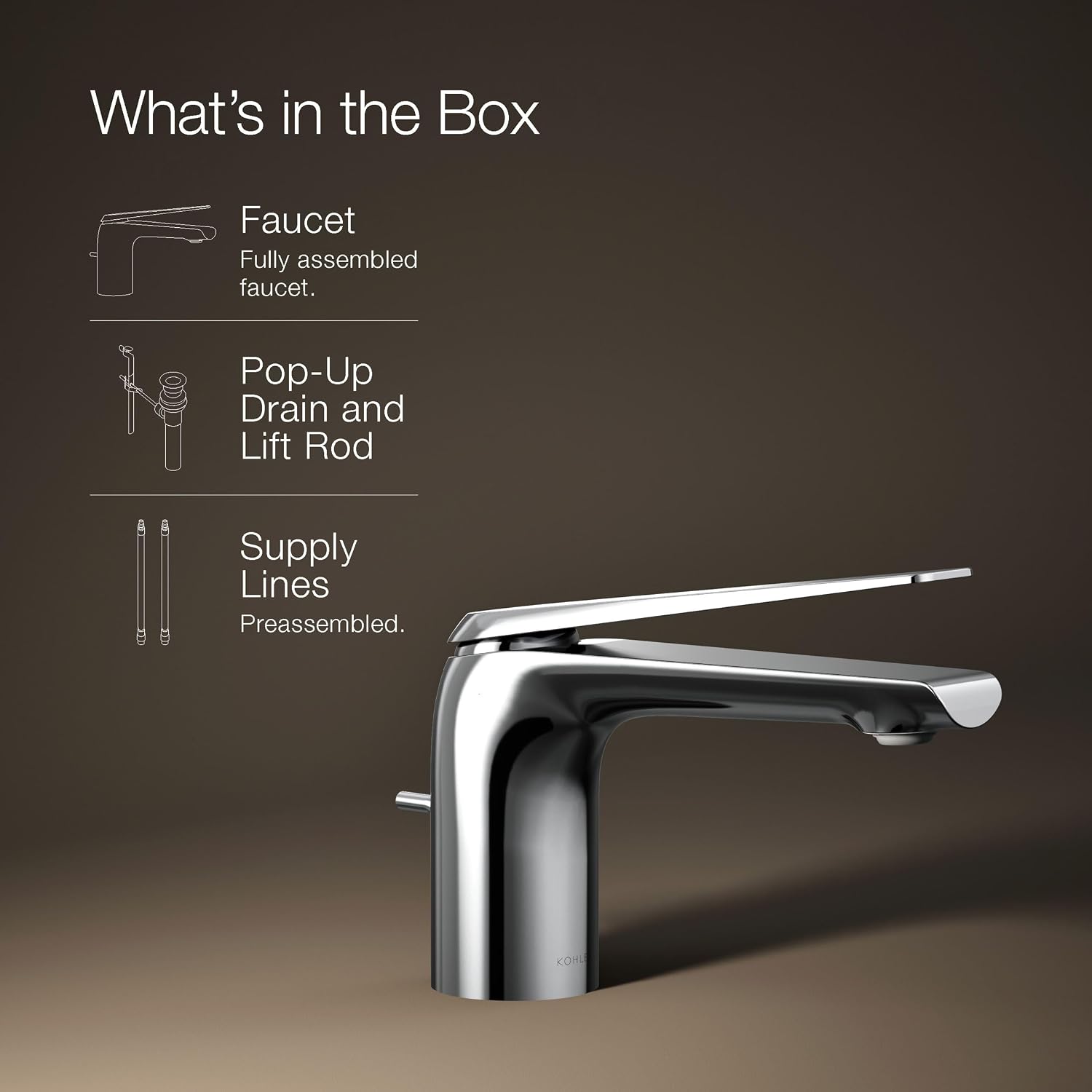 Kohler 97345-4-CP Avid® Single-Handle Bathroom Sink Faucet, 1.2 gpm, Polished Chrome