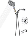 SUMERAIN Modern Shower System with 6-Spray Handheld Filtered Shower Head, Chrome Shower Faucet with Tub Spout, High Flow