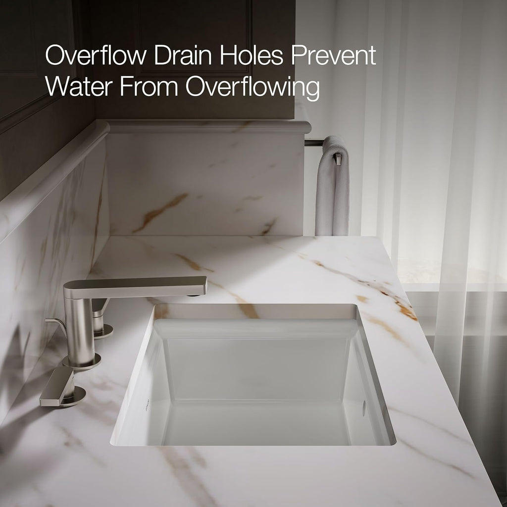Kohler K-21783-0 Artifacts 21 1/4' Rectangle Undermount Bathroom Sink, White
