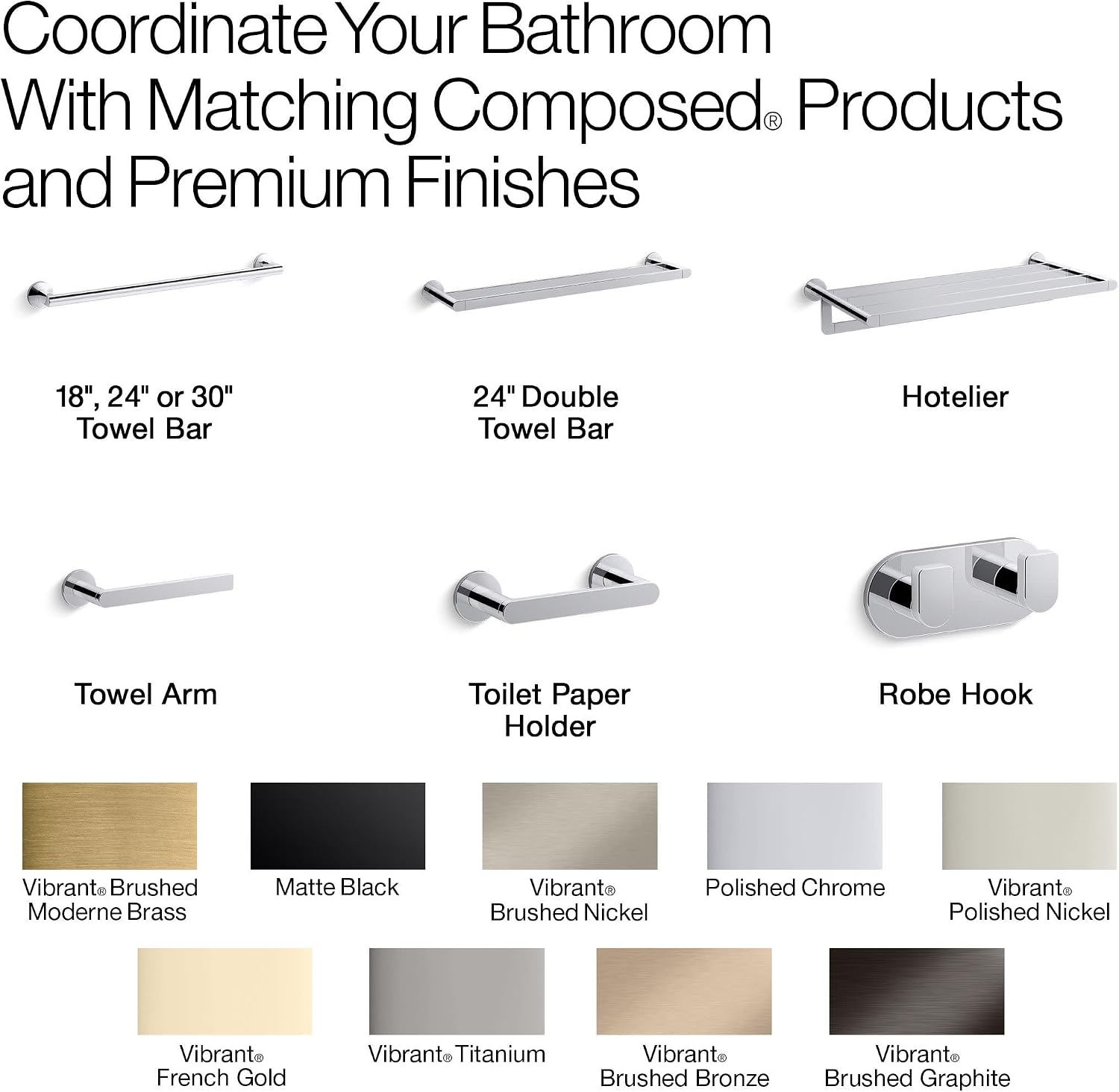 Kohler 73148-BL Composed Vertical toilet paper holder