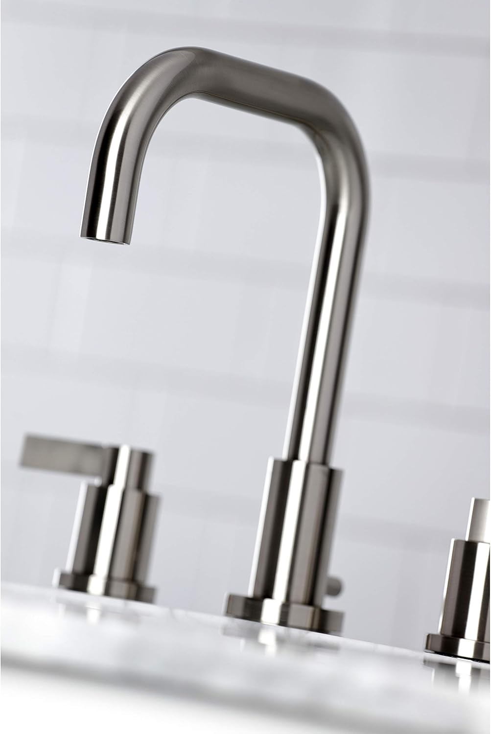 Kingston Brass FSC8938NDL NuvoFusion Widespread Bathroom Faucet with Pop-Up Drain, Brushed Nickel
