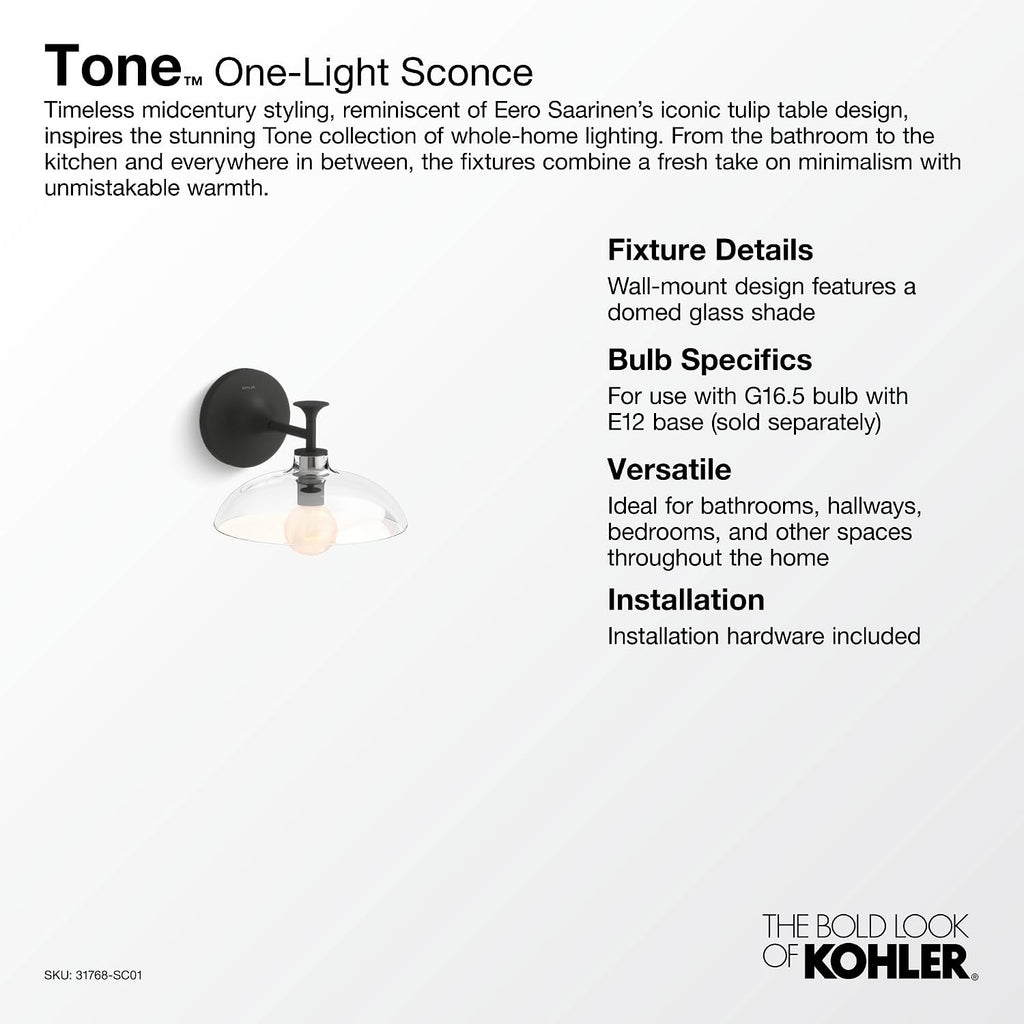 Kohler Lighting 31768-SC01 Tone 7' Tall Bathroom Sconce - Brushed Moderne Brass