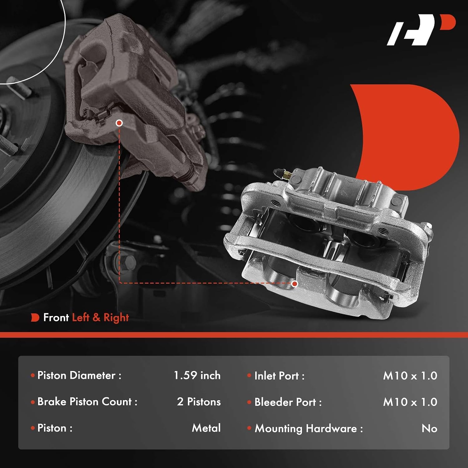 A-Premium Disc Brake Caliper Assembly with Bracket Compatible with Select Chevrolet Models - Corvette 1997 1998 1999 2000 2001 2002 2003 2004, V8 5.7L - Front Driver and Passenger Side, 2-PC Set