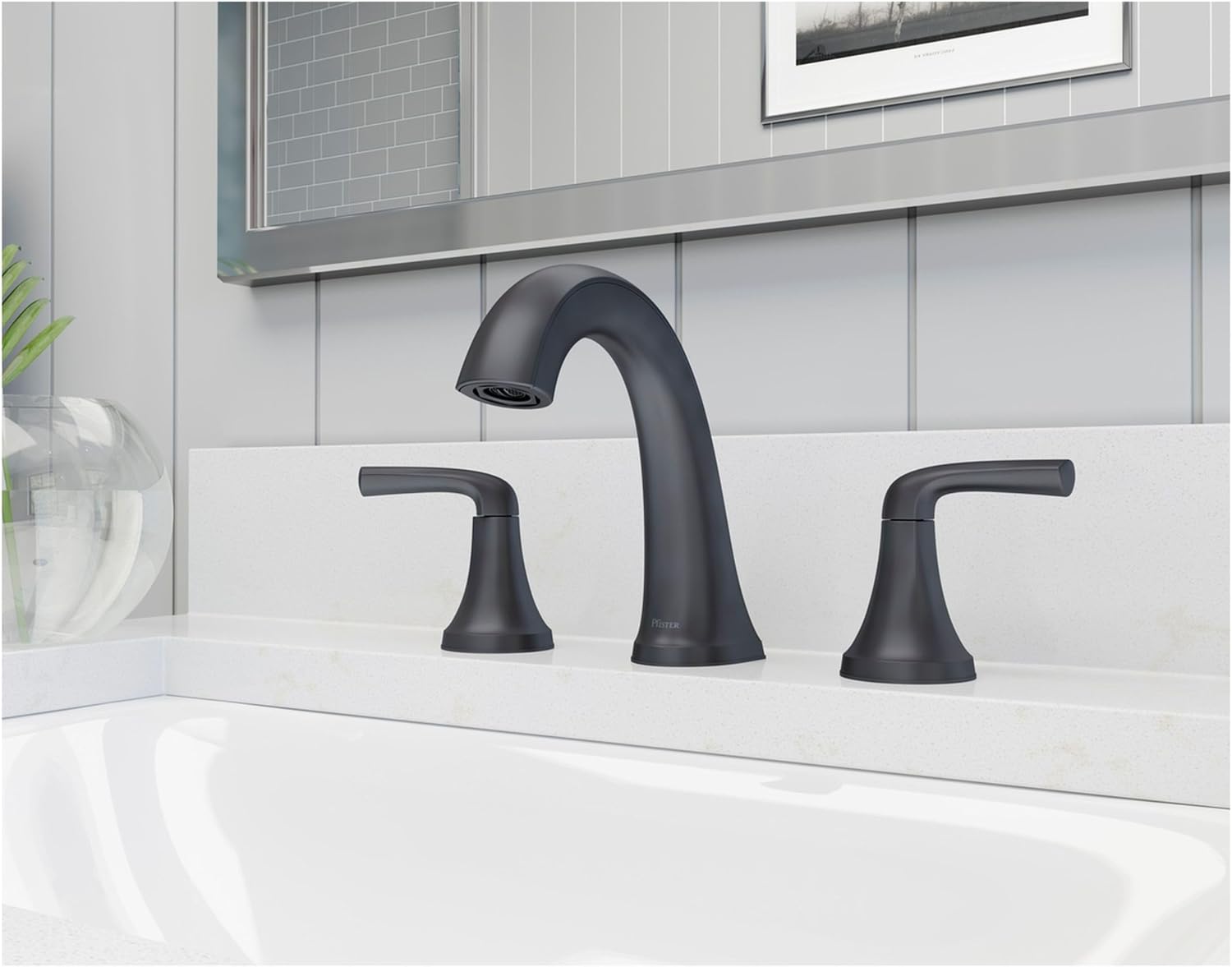 Pfister, LG49-MCA0GS, McAllen 1.2 GPM 2-Handle 8' Widespread Bathroom Faucet, Spot Defense Brushed Nickel