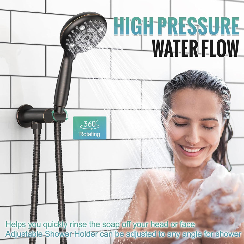 SR SUN RISE Shower Faucet - 12 Inch Multifunctional High Pressure Shower Head System with Handheld Shower Head Fixtures - Valve Included - Oil Rubbed Bronze