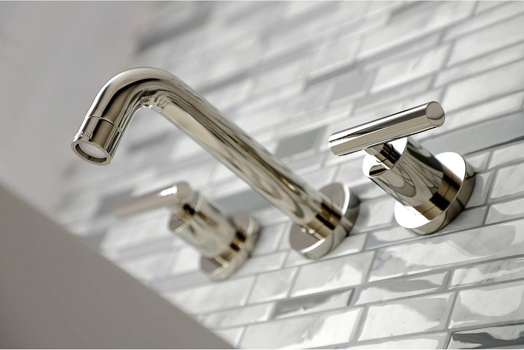 Kingston Brass KS8126CML Manhattan 2-Handle 8 in. Wall Mount Bathroom Faucet, Polished Nickel
