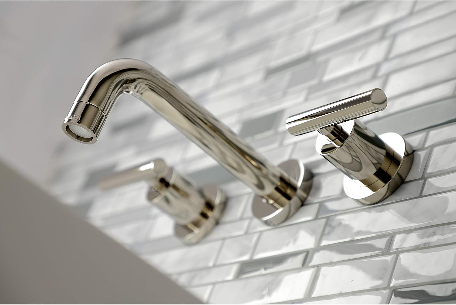 Kingston Brass KS8126CML Manhattan 2-Handle 8 in. Wall Mount Bathroom Faucet, Polished Nickel