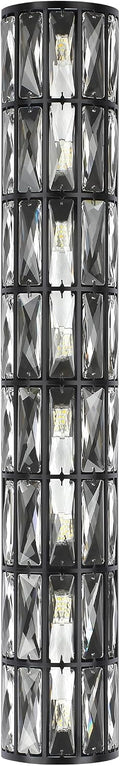 8 Light Modern Polyhedral Crystal Shade Wall Sconce Light Fixtures,Black Finish for Bathroom,Bedroom Living Room Bedside E12 Base