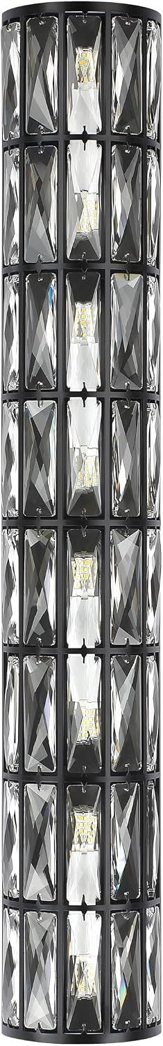 8 Light Modern Polyhedral Crystal Shade Wall Sconce Light Fixtures,Black Finish for Bathroom,Bedroom Living Room Bedside E12 Base