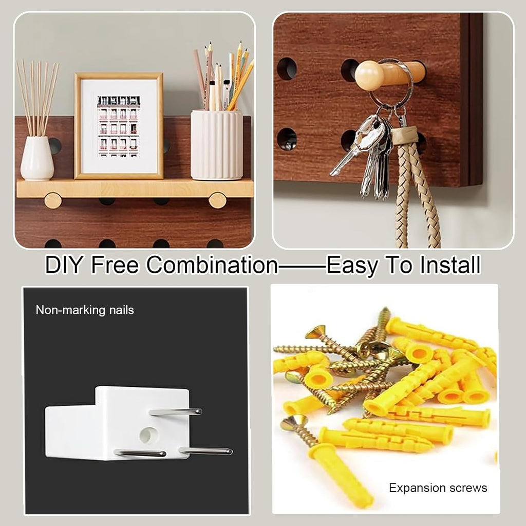 Decorative Fuse Box Covers, Wall Mounted Electrical Panel Cover, Pegboard Combination Organizer Storage, Adapts to Different Interior Styles(Wood 2,70 * 50cm/27.5 * 19.7in)