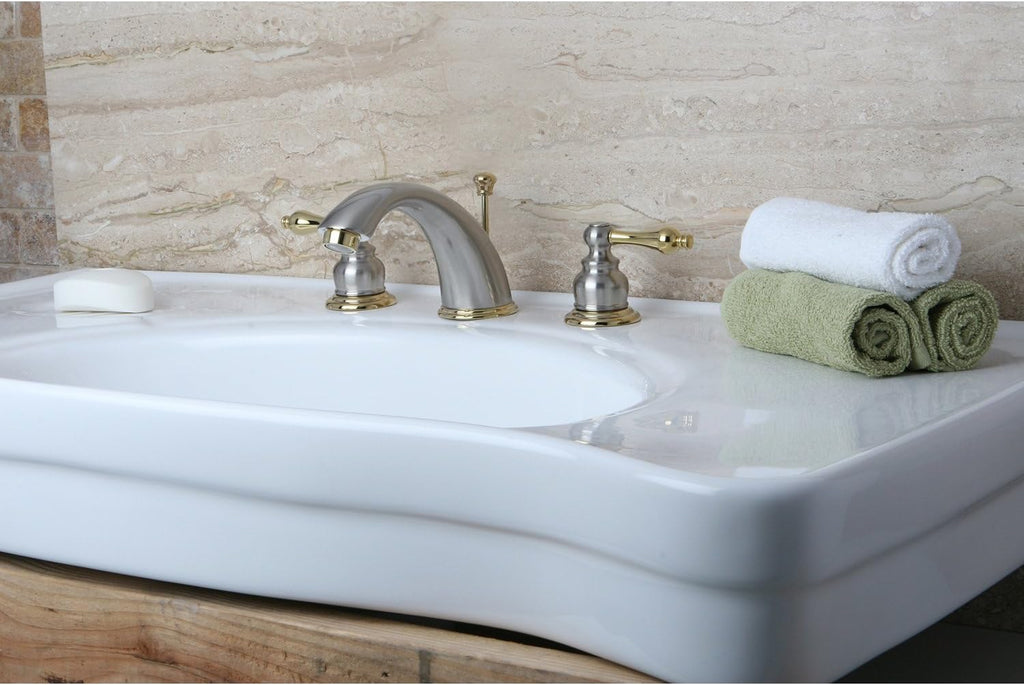 Kingston Brass KB979AL Victorian Widespread Bathroom Faucet, Brushed Nickel/Polished Brass