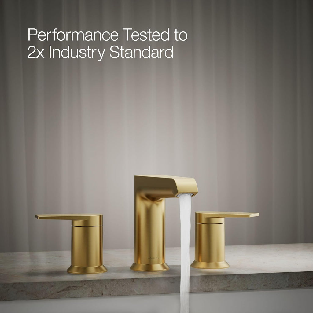 KOHLER K-T25740-4-2MB Hint Two-Handle Deck-Mount Bath Faucet Trim, 10.0 GPM, Minimalist Design, Corrosion Resistant, Vibrant Brushed Moderne Brass