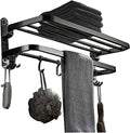 Double Towel Rack with Hook in Bathroom, Wall Mounted, Multifunctional, Foldable Double Layer Rack, Brushed Nickel 304 Stainless Steel (Color: Silver, Size: 60cm) (Color : Silver, Size : 50cm)