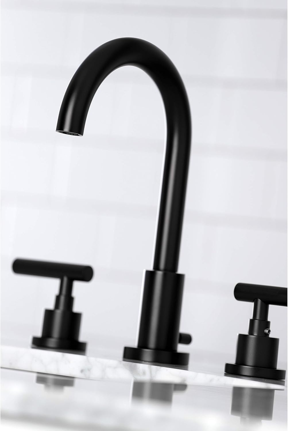 Kingston Brass FSC8920CML Manhattan Widespread Bathroom Faucet with Pop-Up Drain, Matte Black