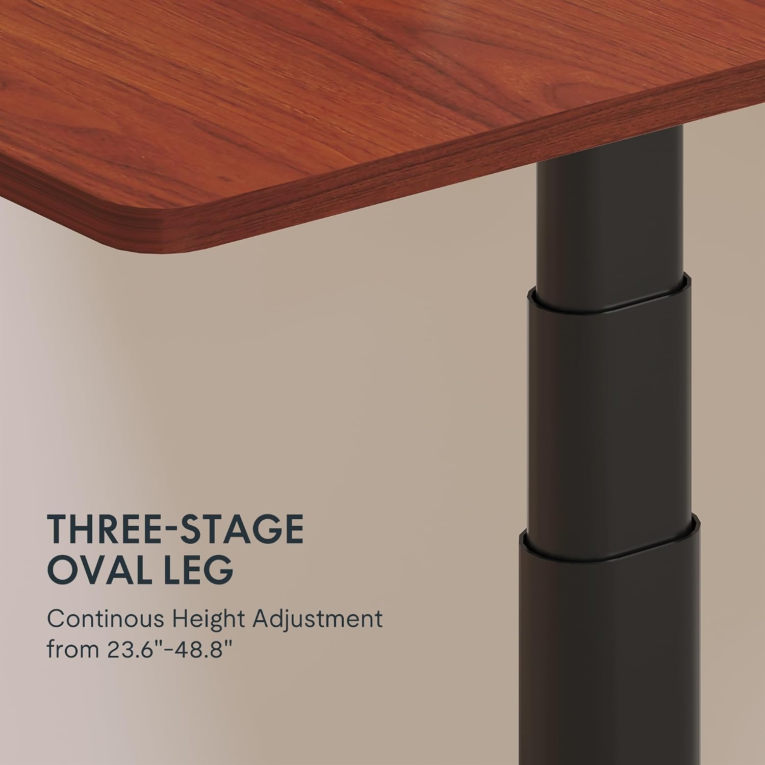FLEXISPOT E6 Pro Dual Motor Electric Standing Desk, Organic Modern Oval Leg Design, 3-Stage Height Adjustable Sit Stand Desk with Heavy Duty 330lbs, 48' x 30' Mahogany Desktop, Black Frame