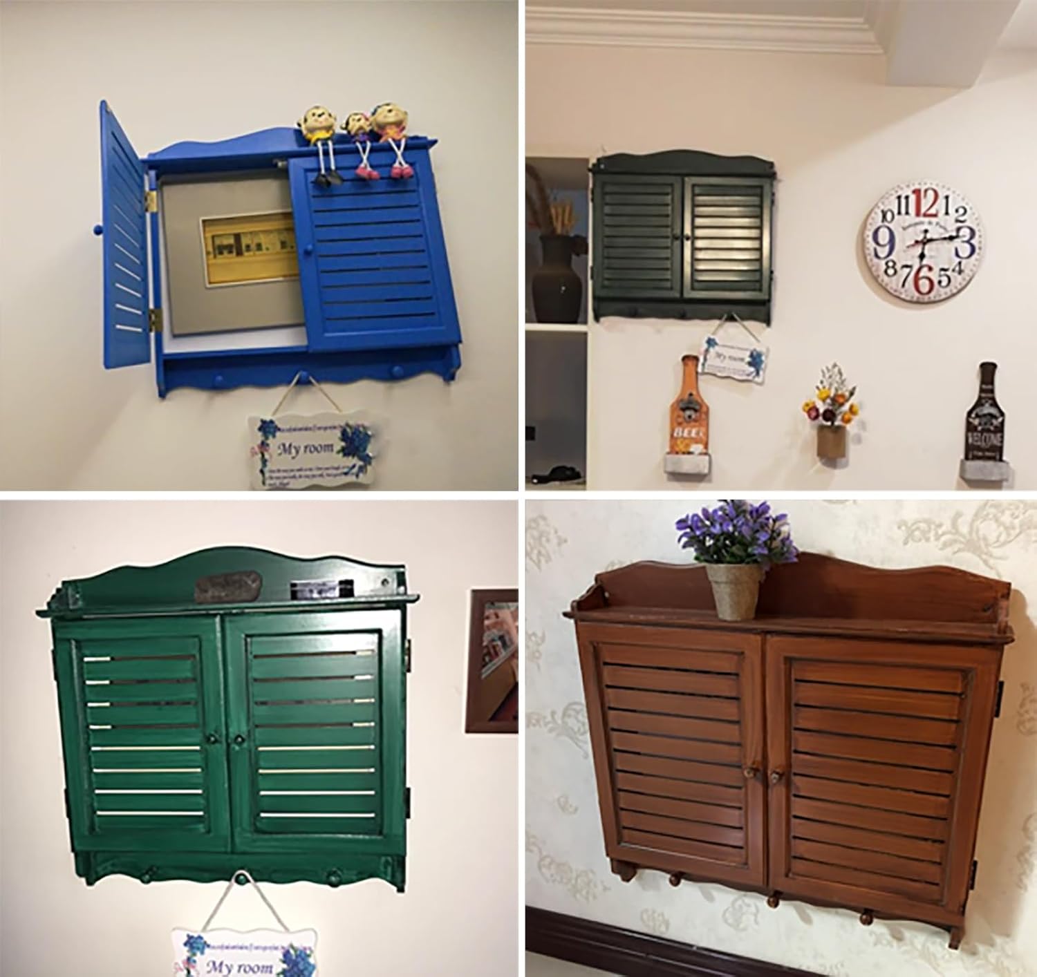 Electrical Panel Cover Breaker Box Cover Decorative with Hook, Hide WiFi Router Cover Cabinet Room Decor, Wall Mounted Vintage Electric Panel Cover, for Living Room(White,43x52CM-16.9x20.5)