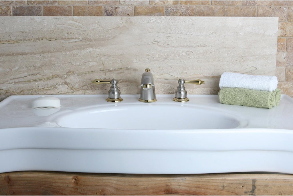 Kingston Brass KB979AL Victorian Widespread Bathroom Faucet, Brushed Nickel/Polished Brass