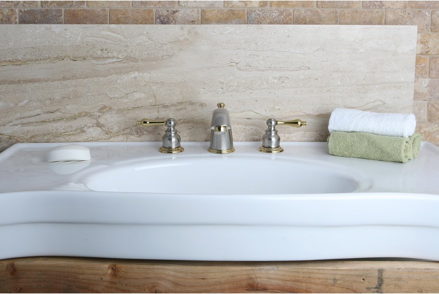 Kingston Brass KB979AL Victorian Widespread Bathroom Faucet, Brushed Nickel/Polished Brass