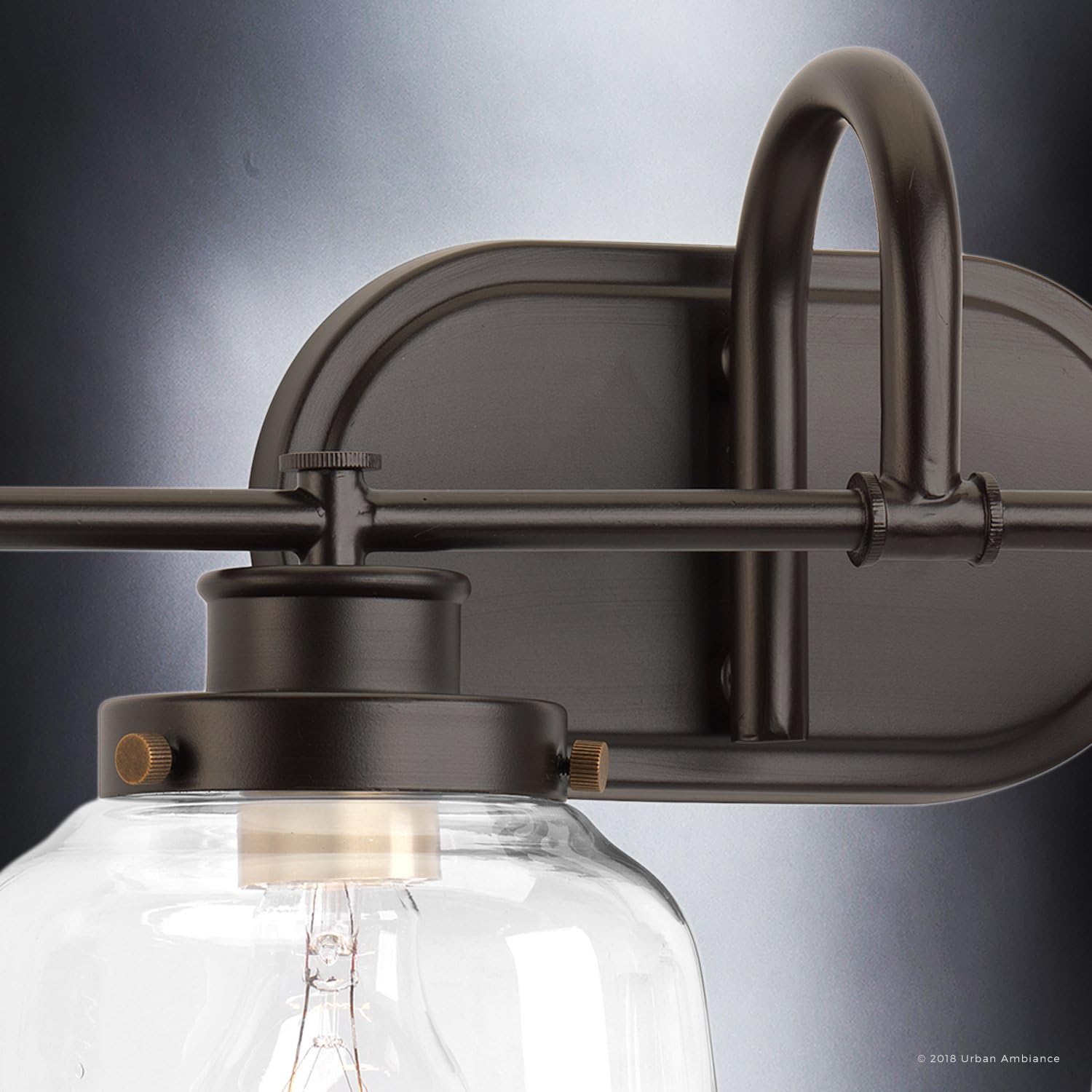 Urban Ambiance Luxury Industrial Chic Bathroom Vanity Light, Large Size: 11.25' H x 35.75' W, with Art Deco Style Elements, Olde Bronze Finish, UHP2541, Nottingham Collection