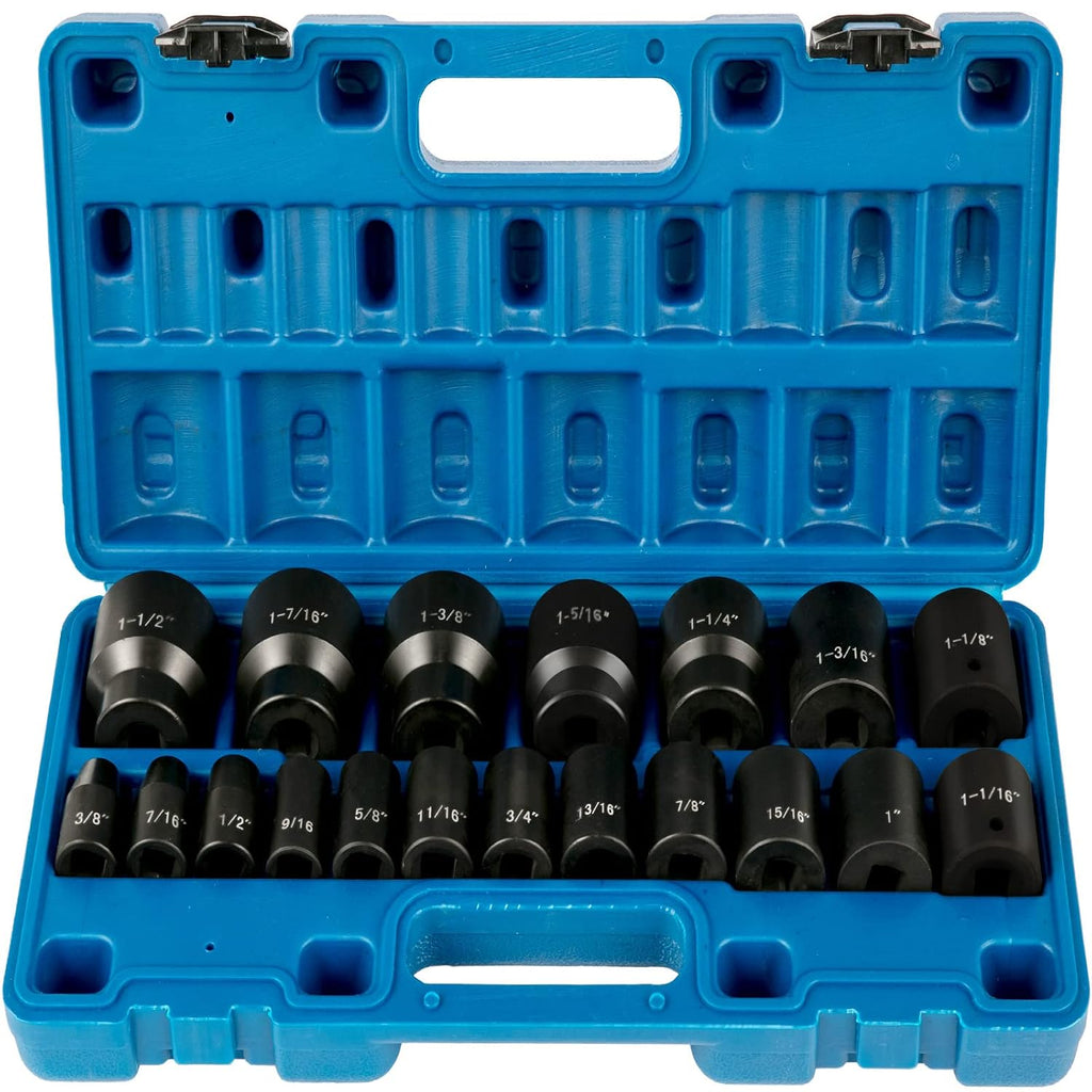 VEVOR 1/2' Drive Impact Socket Set & Impact Drive Socket Set 1/2 Inches 19 Piece Impact Sockets SAE